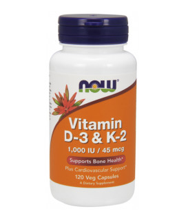 NOW FOODS Vitamin D-3 & K-2 120 Kapseln
